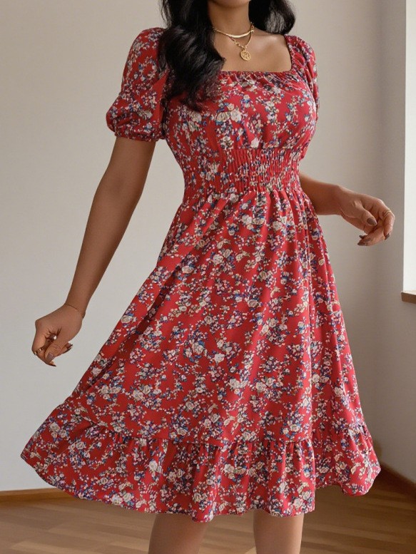 Summer Clothing Pakistan - Zomer lente dameskleding vierkante hals korte