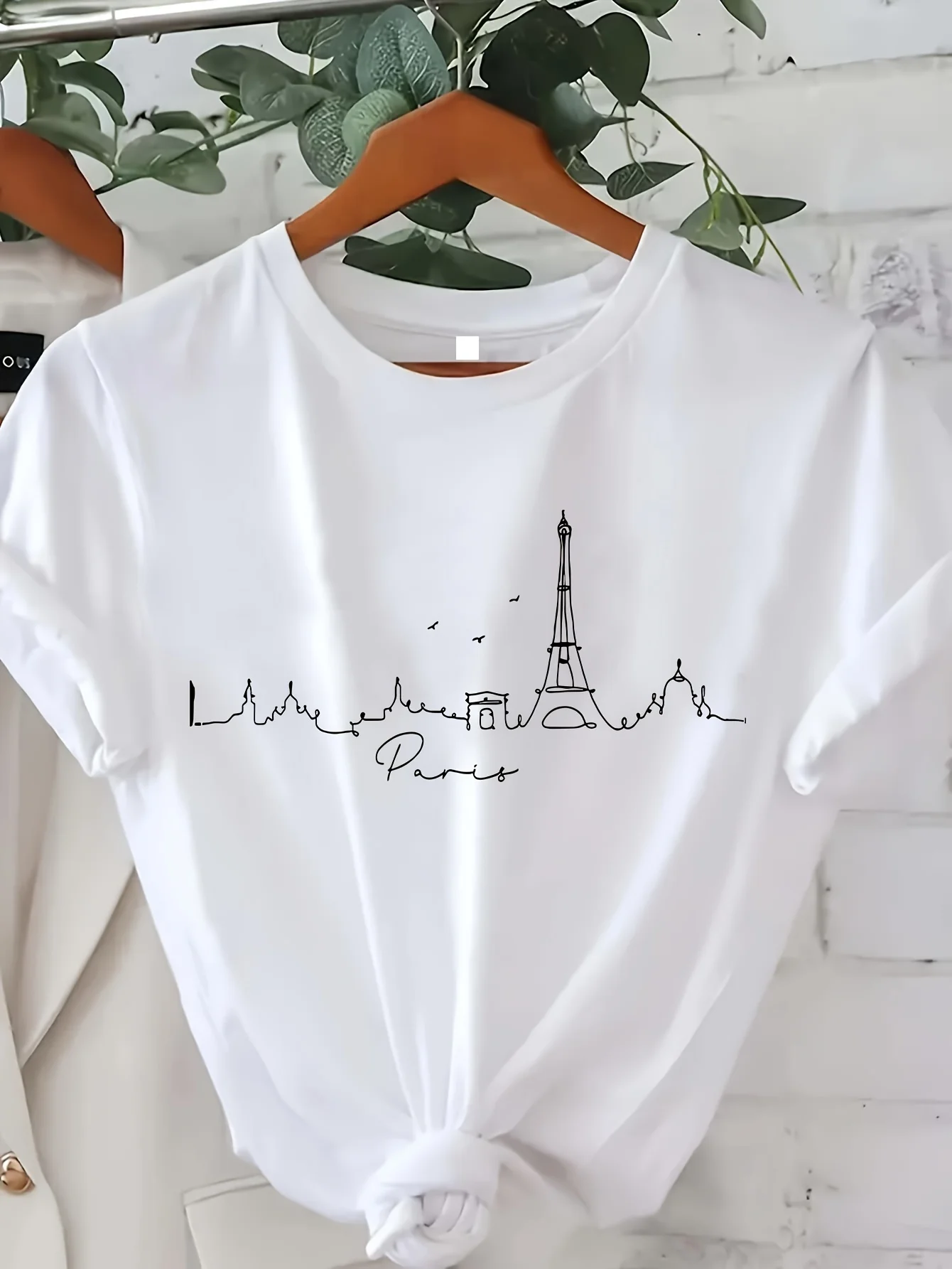 Summer Clothing In Paris - T-shirt met Paris-print, korte mouw, ronde