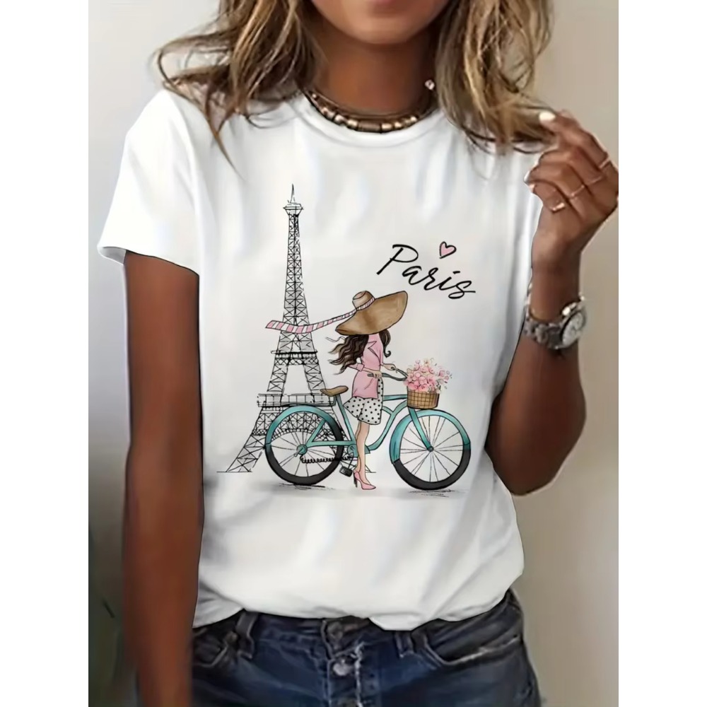 Summer Clothing In Paris - Y2k Paris Girl met fietsprint korte