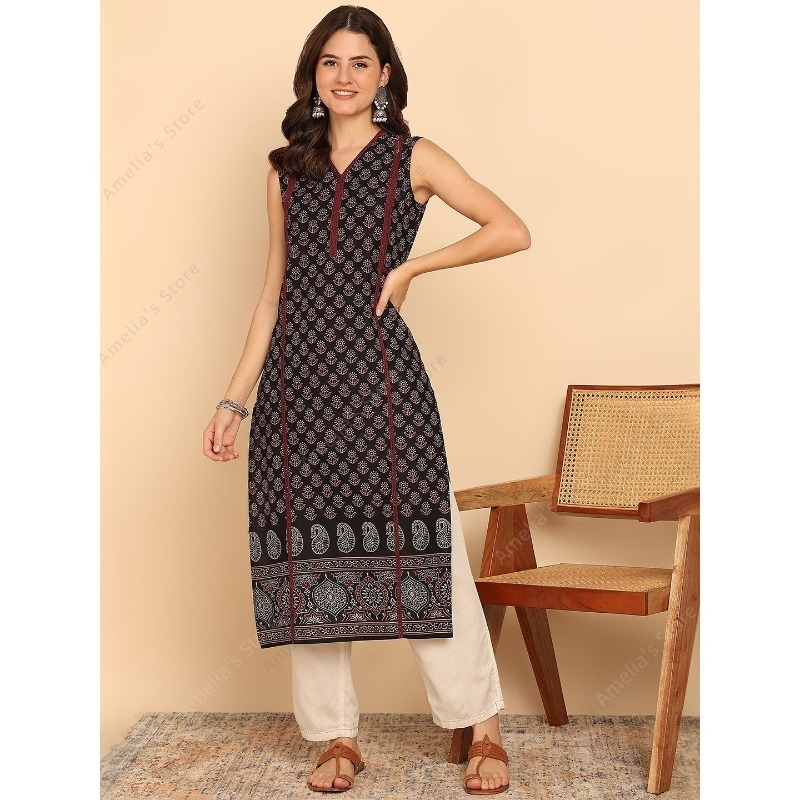 Summer Clothing Pakistan - Indiase etnische stijl dames zwart groen