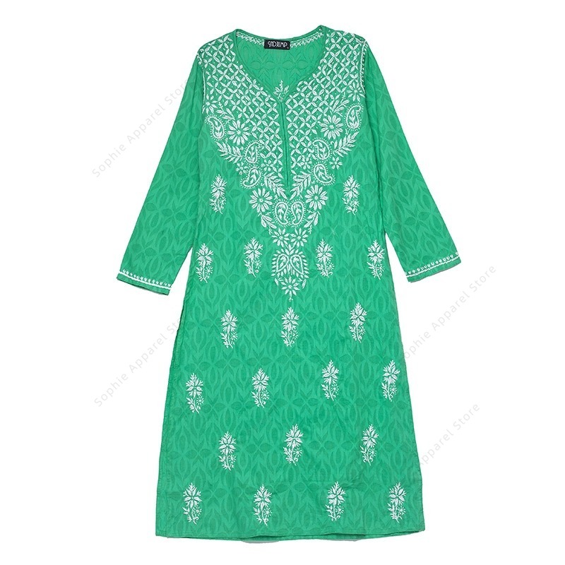 Summer Clothing Pakistan - Dames geborduurde Kurti Indiase/Pakistaanse tuniektop Lente