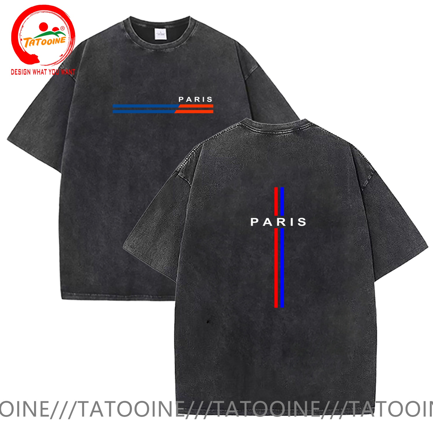 Summer Clothing In Paris - Vintage gewassen katoenen T-shirt grappige designer
