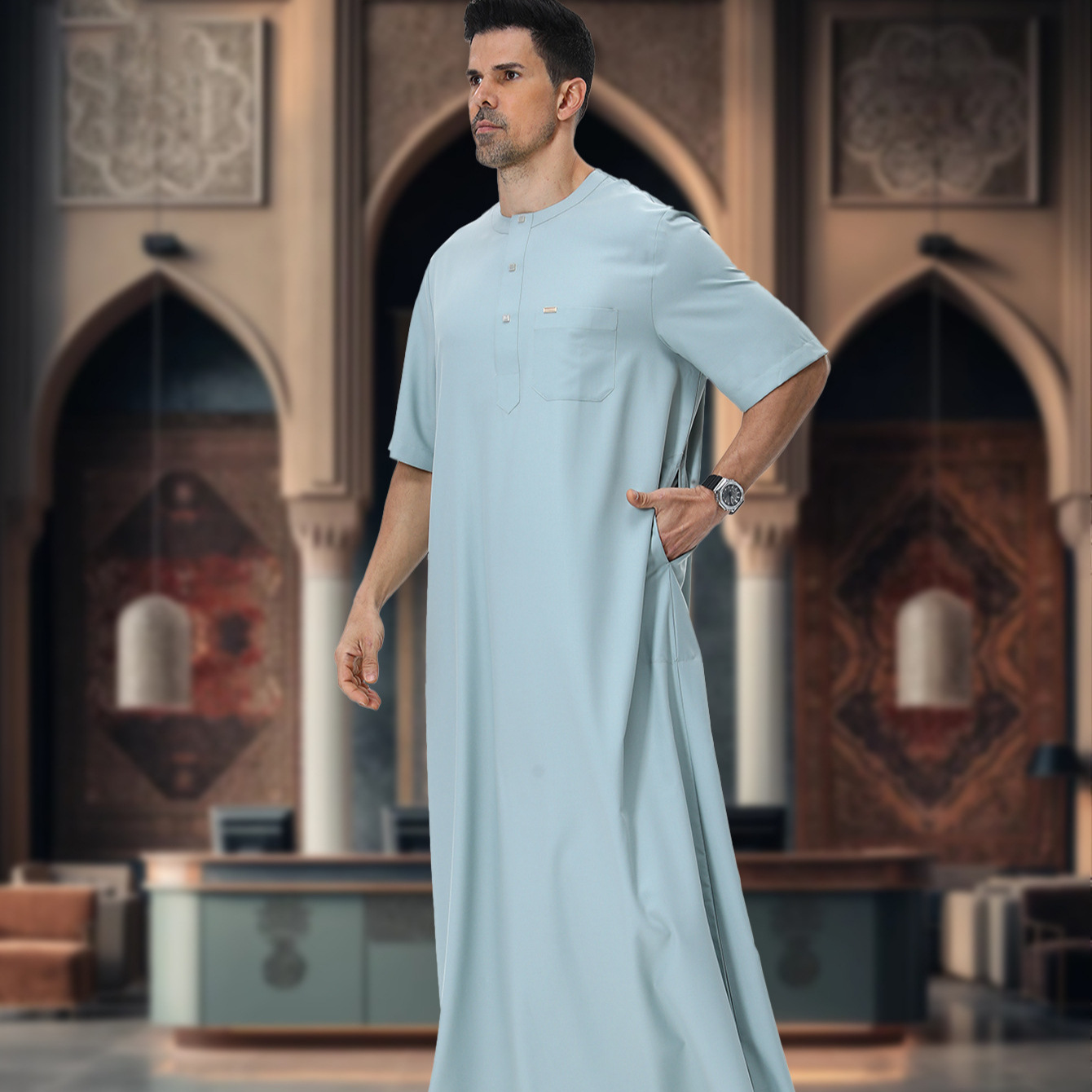 Summer Clothing Pakistan - Moslim mannen Abaya Kaftan Pakistan Saoedi-Arabië