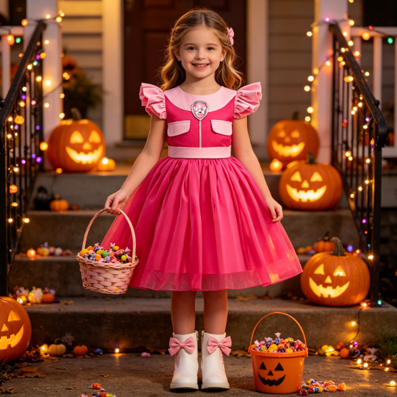 Summer Clothing Europe - Kids Paw Dog-kostuum Roze prinsessenjurk Meisjes