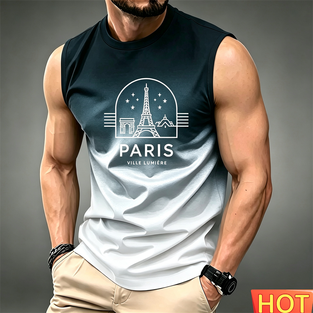 Zomer heren T-shirt zonder mou - Summer Clothing In Paris recensie en prijs